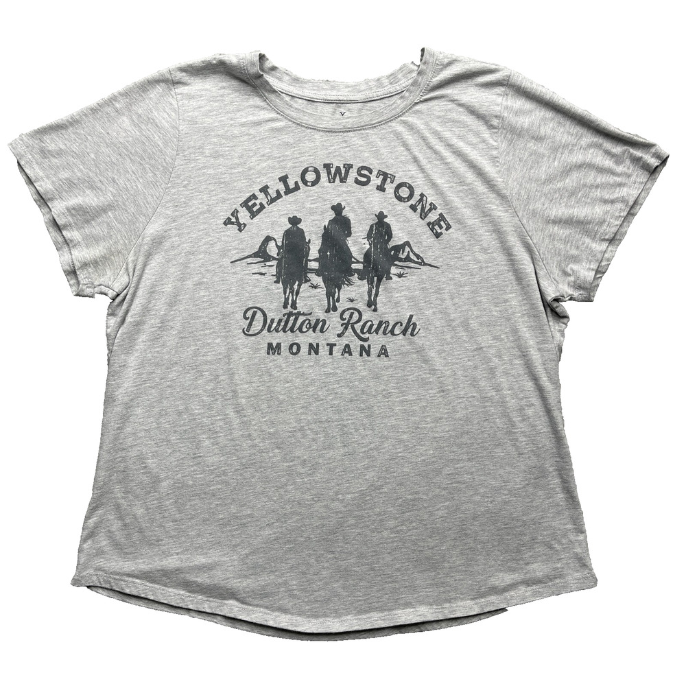 Yellowstone Dutton Ranch Shirt Womens XXL Gray Short Sleeve Montana